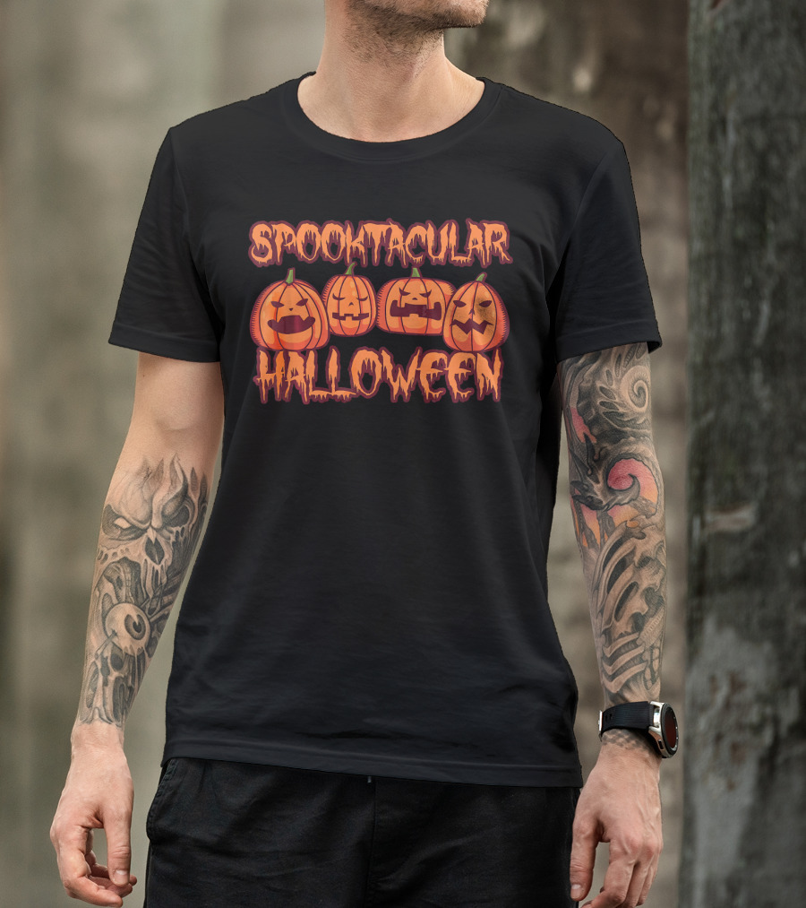Spooktacular Halloween Pumpkin Faces T-Shirt