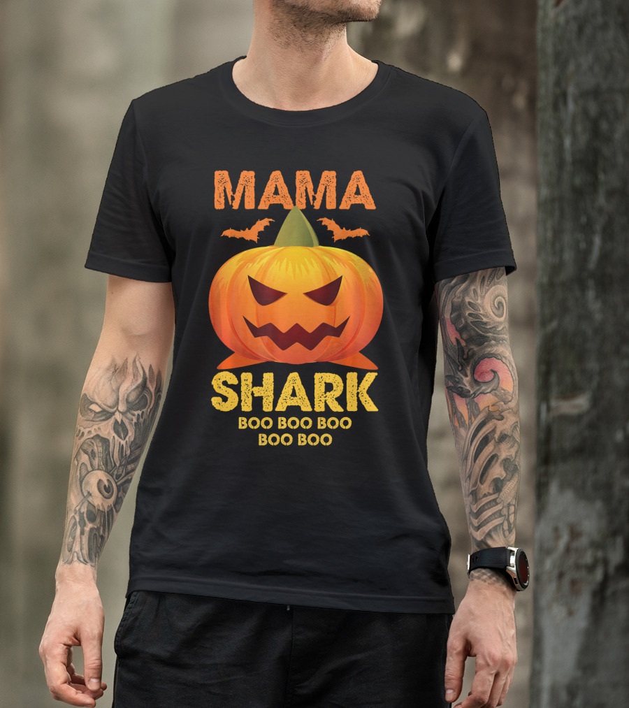 Mama Shark Boo Boo Boo Boo Halloween Pumpkin T-Shirt