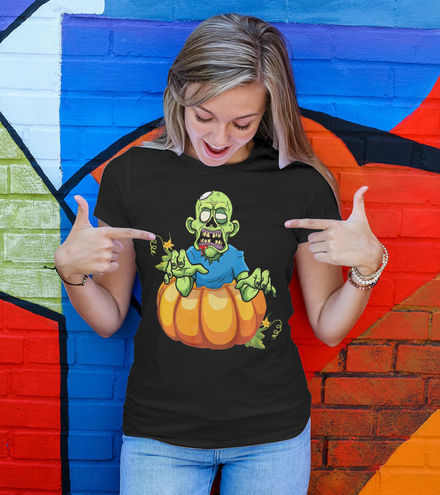 Zombie Rising From Pumpkin T-Shirt