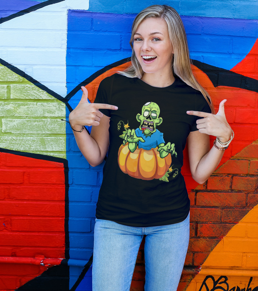 Zombie Rising From Pumpkin T-Shirt