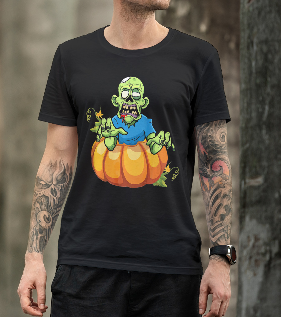 Zombie Rising From Pumpkin T-Shirt