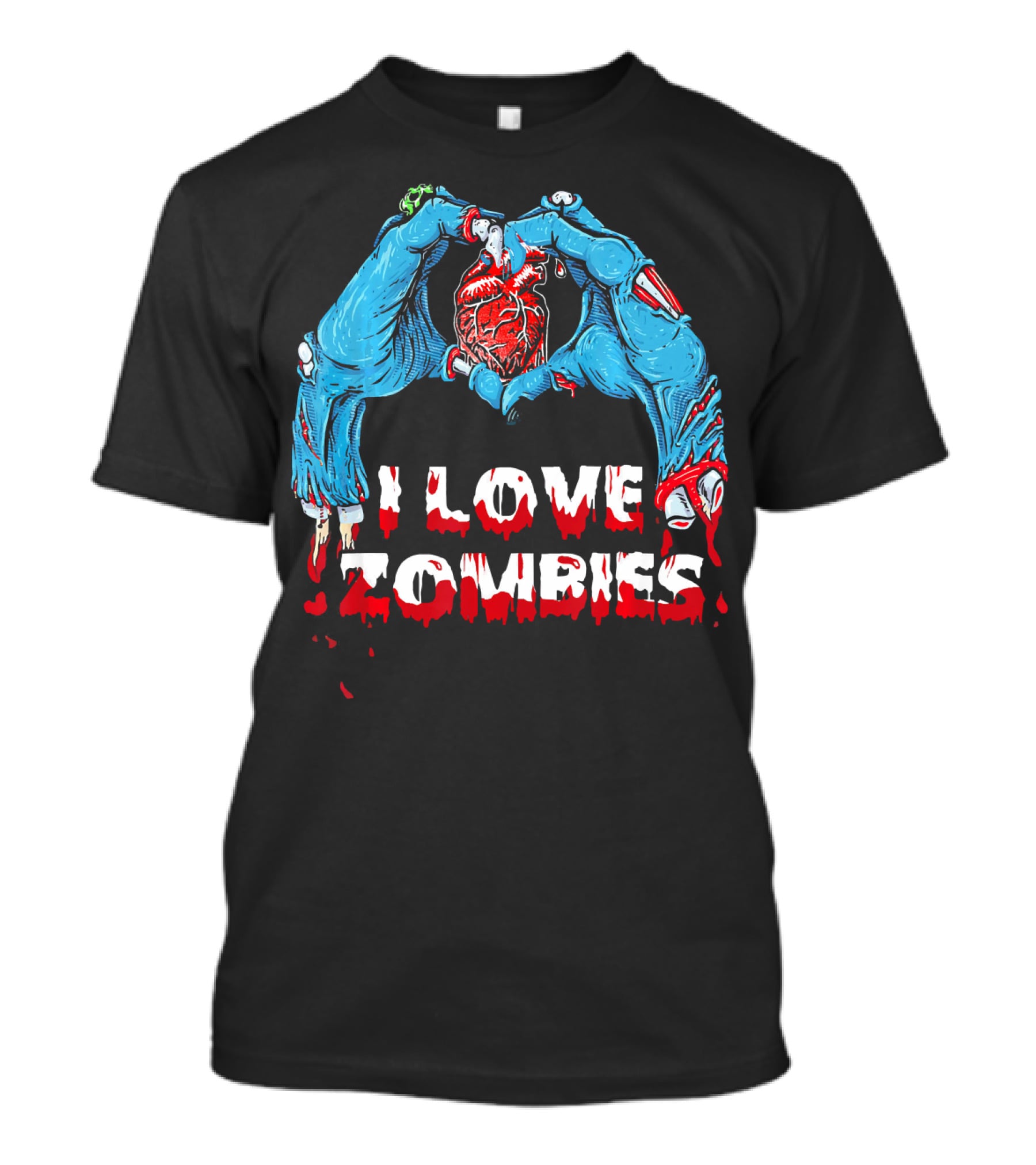 I Love Zombies Halloween Horror Funny Zo Creepy Hands And Heart T-Shirt