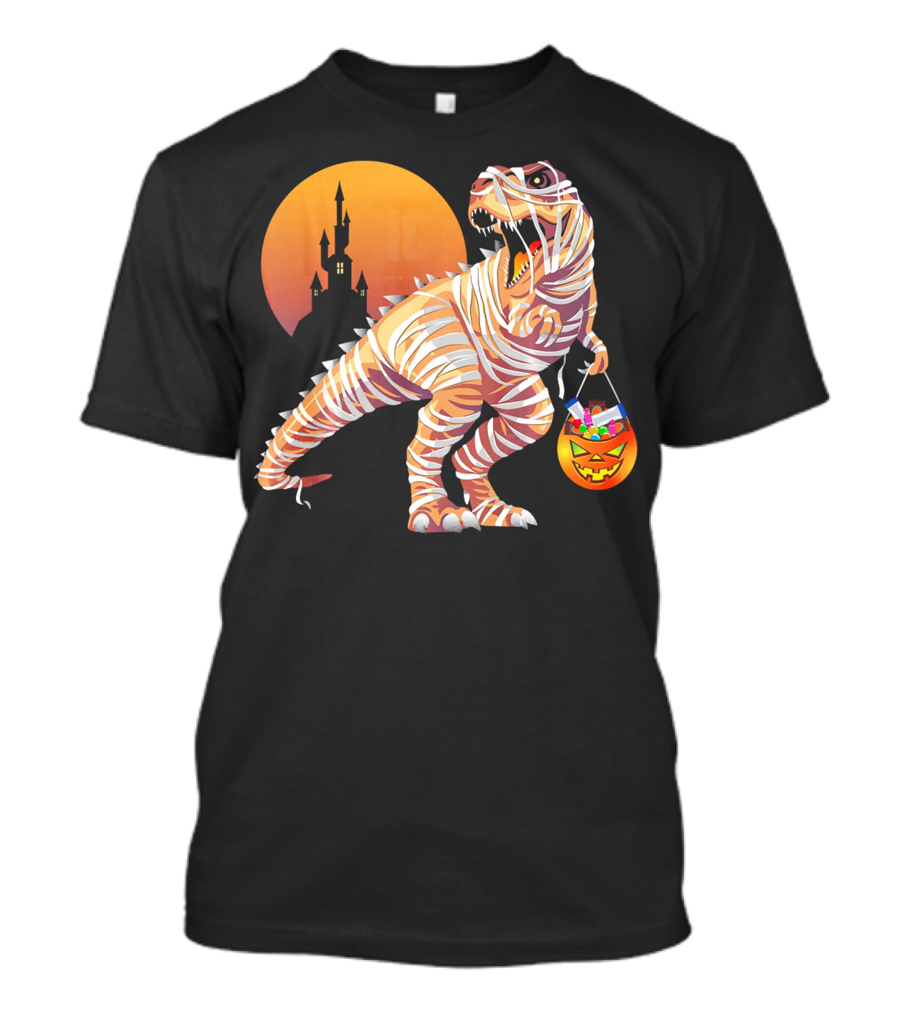 Mummy Rex Dinosaur Halloween Trick Or Treat Castle Shadows T-Shirt