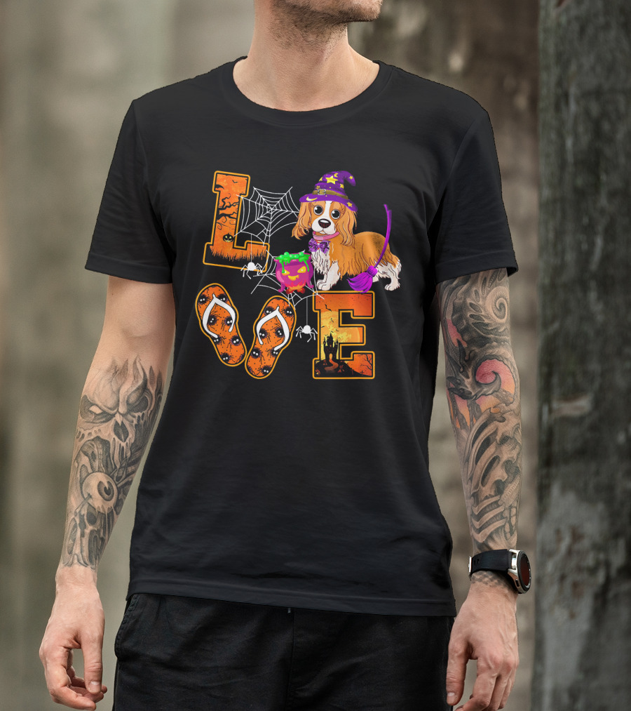 LOVE Halloween Cavalier King Charles Spaniel Dog T-Shirt
