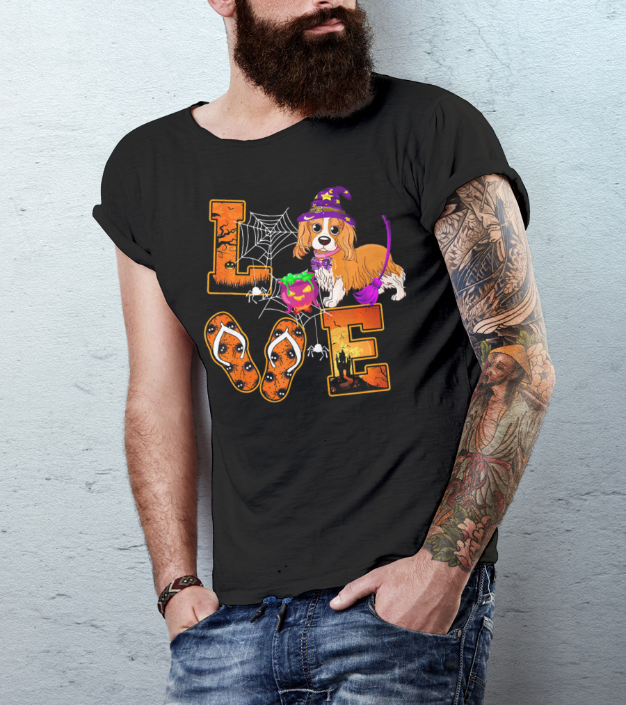 LOVE Halloween Cavalier King Charles Spaniel Dog T-Shirt