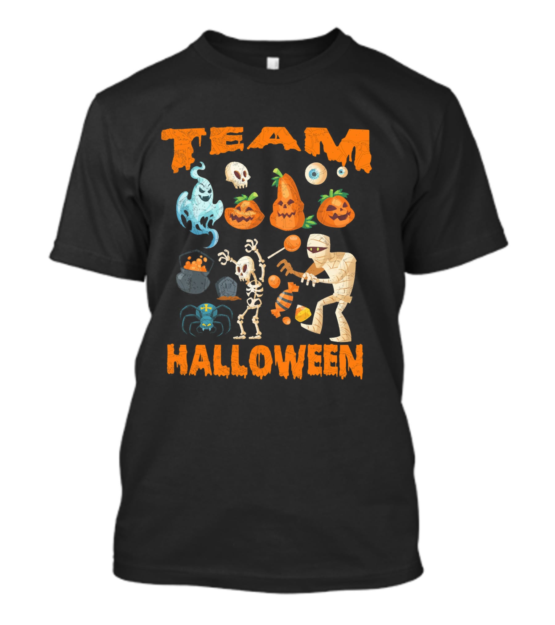 Team Halloween Ghost Skull Skeleton Pumpkins Mummy Spider T-Shirt