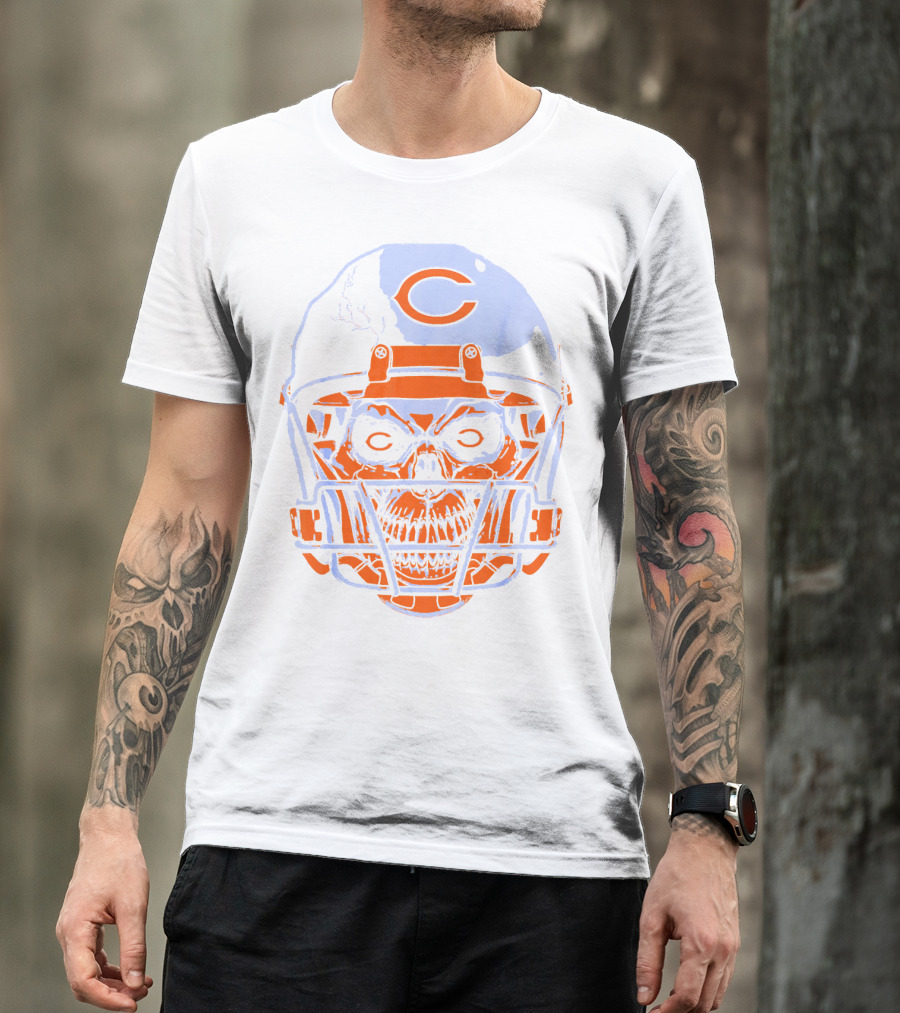 Chicago Bears Skull Helmet Halloween Football Skeleton T-Shirt