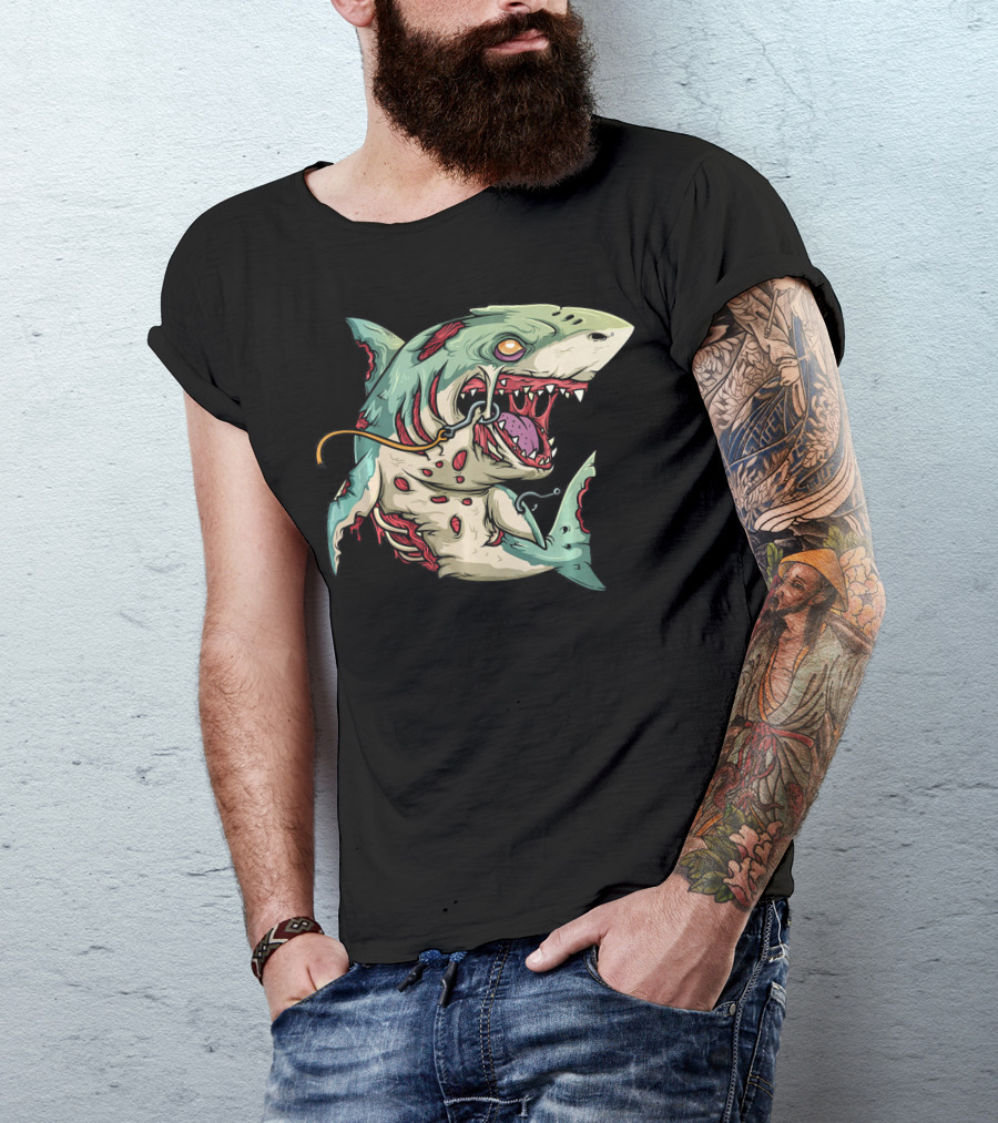Zombie Shark Halloween Party Monster T-Shirt