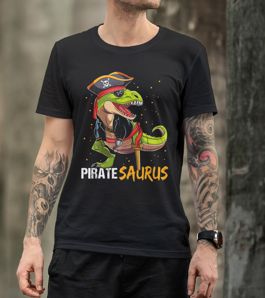 PIRATE SAURUS Dinosaur With Pirate Hat And Wooden Leg T-Shirt