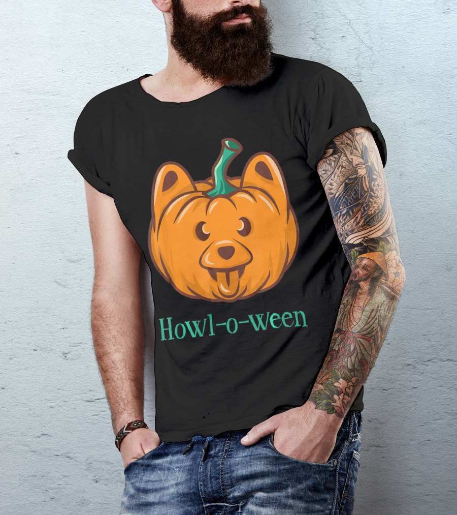 Howl-o-ween Dog Halloween Jackolantern T-Shirt