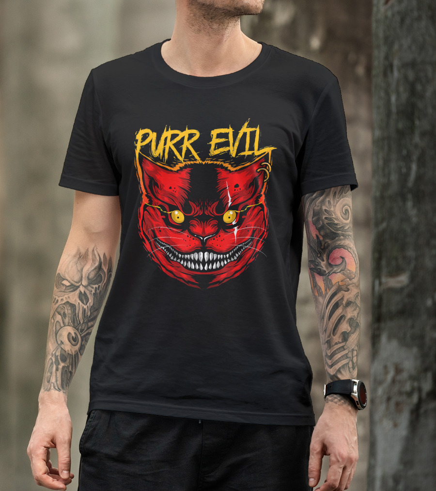 Purr Evil Cat For Halloween Saturday T-Shirt