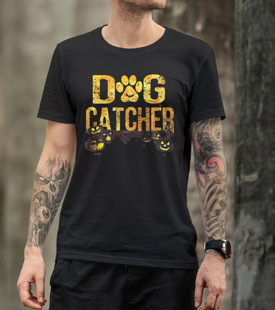 Dog Catcher Halloween Pumpkins Scary Costume T-Shirt