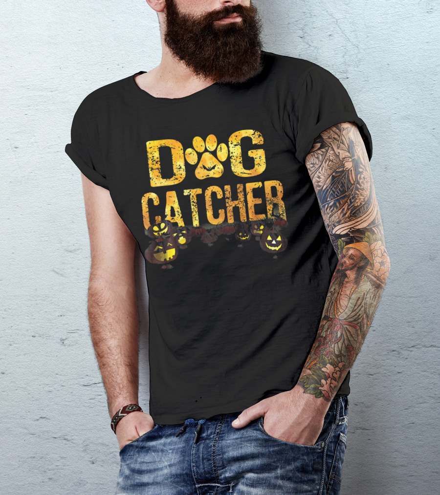 Dog Catcher Halloween Pumpkins Scary Costume T-Shirt