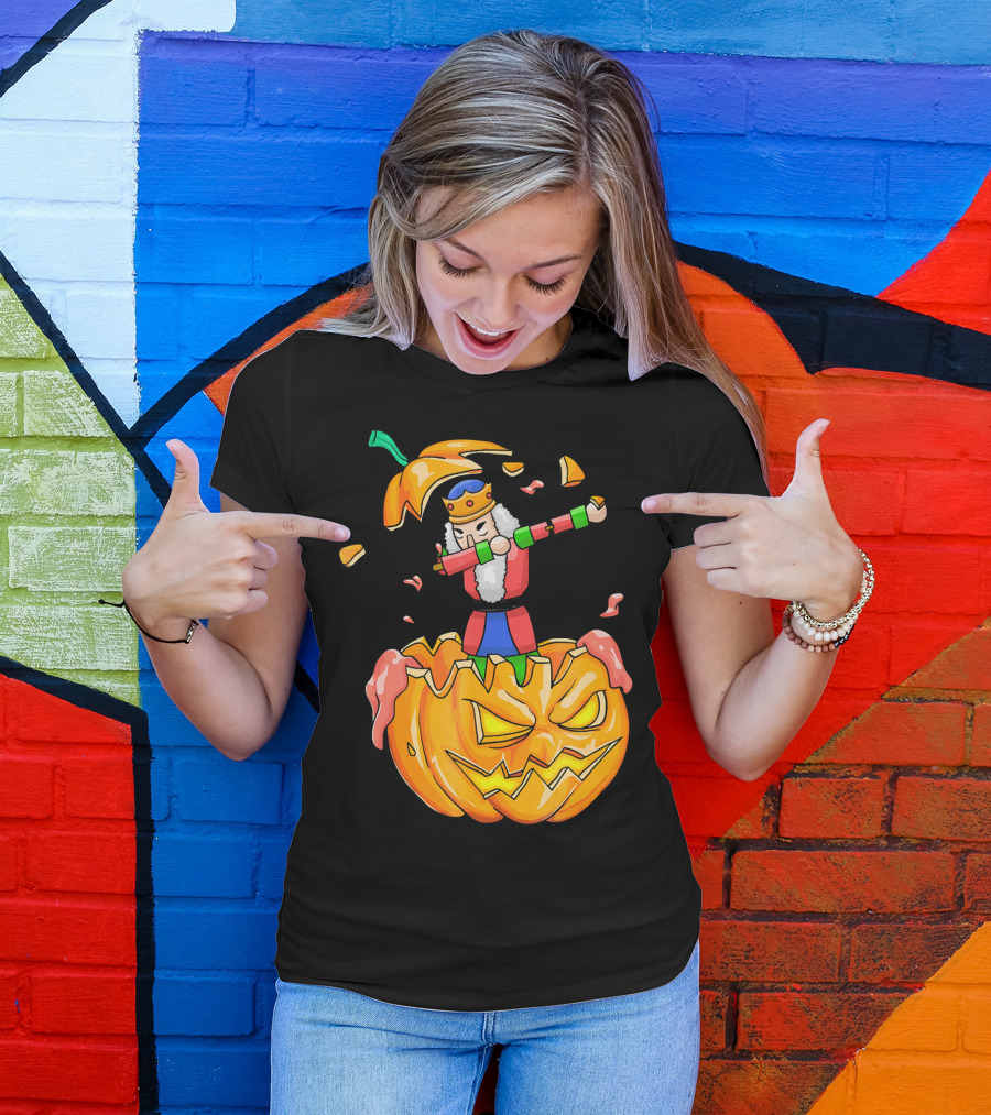 Nutcracker Dabbing On Giant Halloween Pumpkin Fun T-Shirt