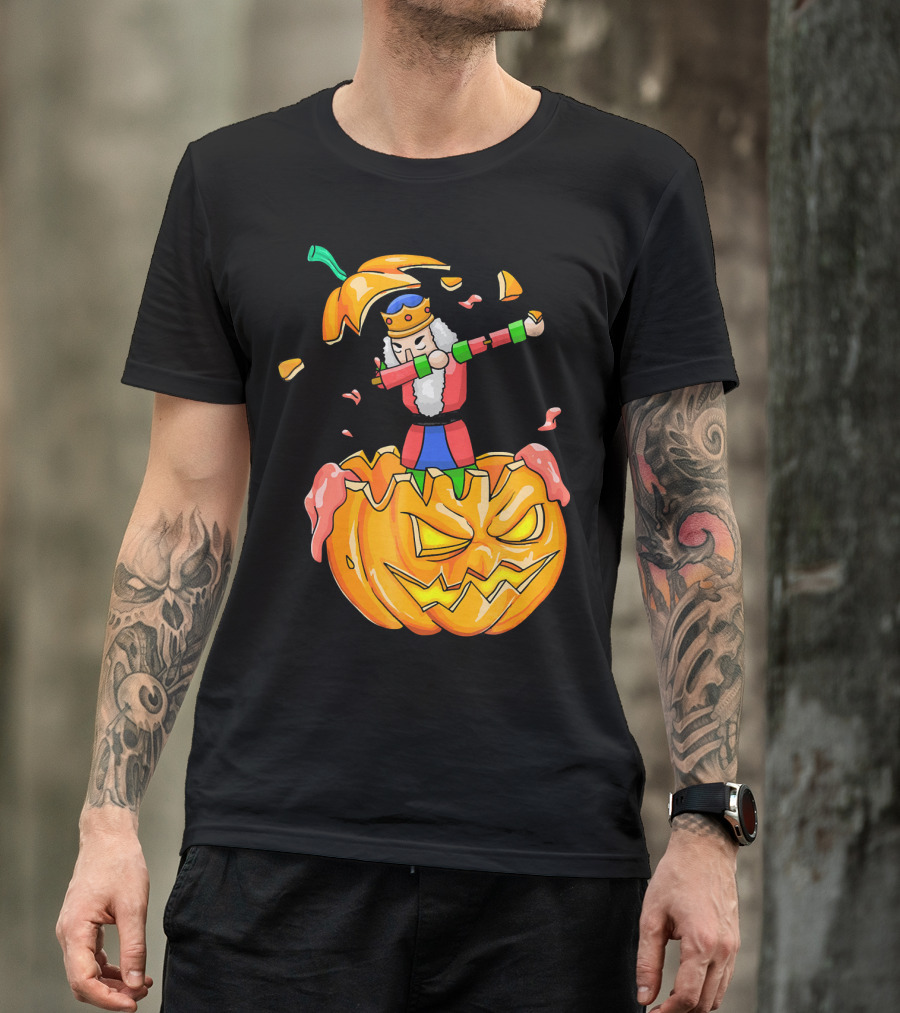 Nutcracker Dabbing On Giant Halloween Pumpkin Fun T-Shirt