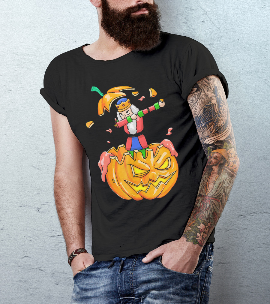 Nutcracker Dabbing On Giant Halloween Pumpkin Fun T-Shirt