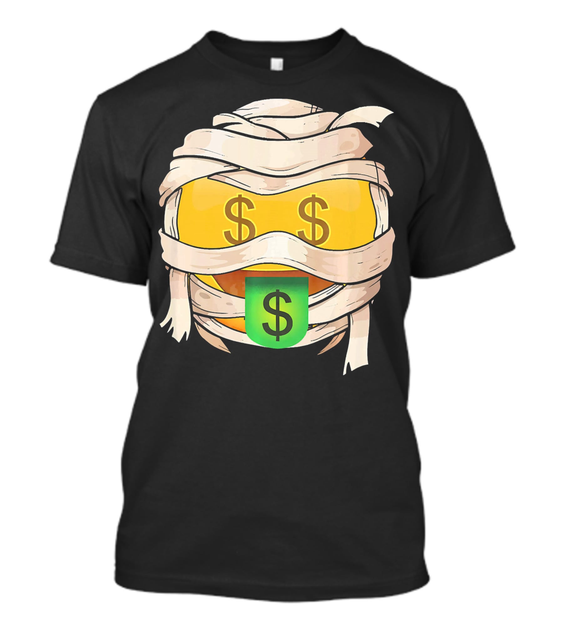 Money Face Emoji Wink Out Tongue Wrapped Mummy Style Dollar Sign Eyes T-Shirt