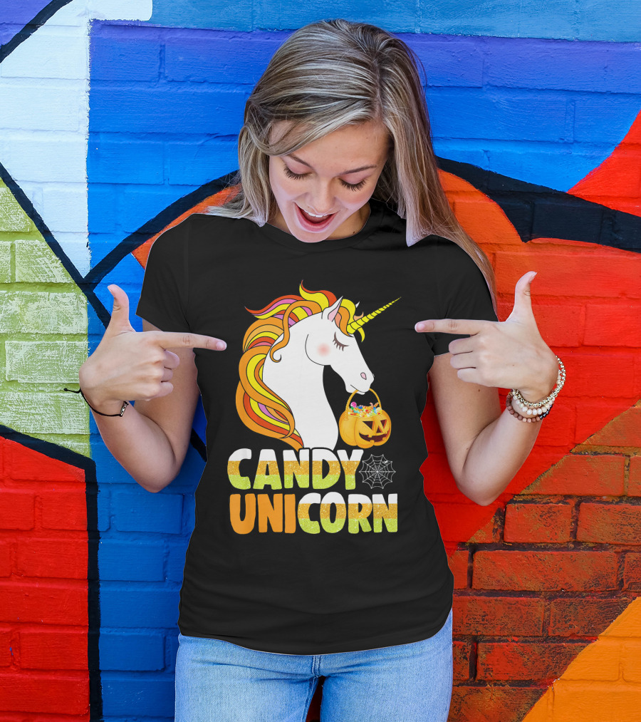 Candy Unicorn Halloween Basket T-Shirt