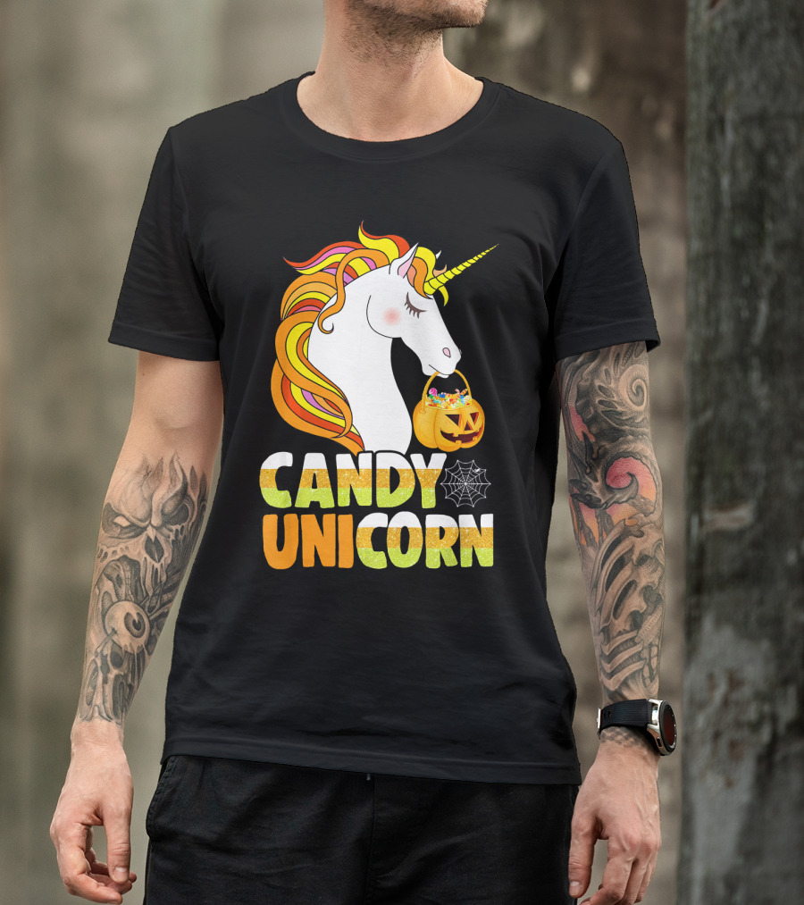 Candy Unicorn Halloween Basket T-Shirt
