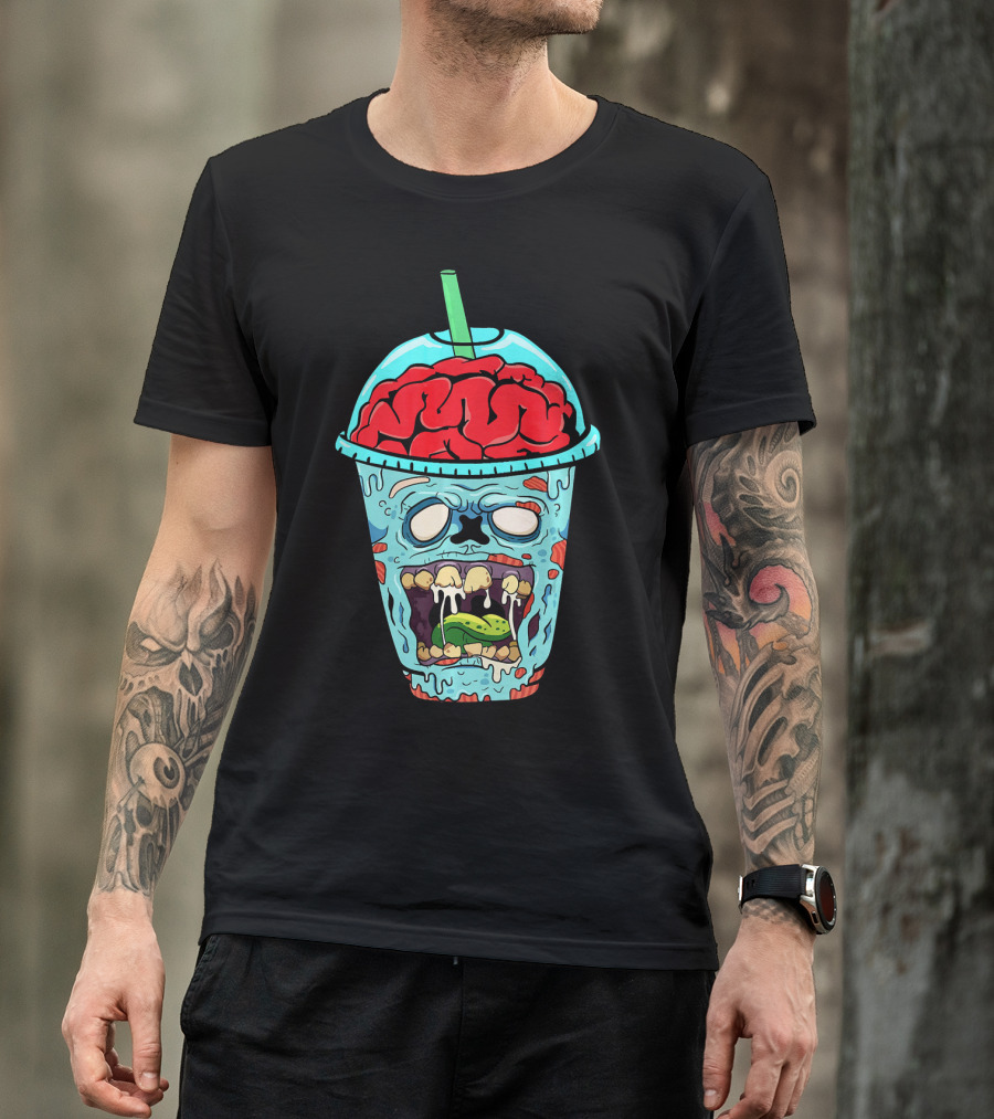 Zombie Apocalypse Brain Slushy Drink Horror T-Shirt