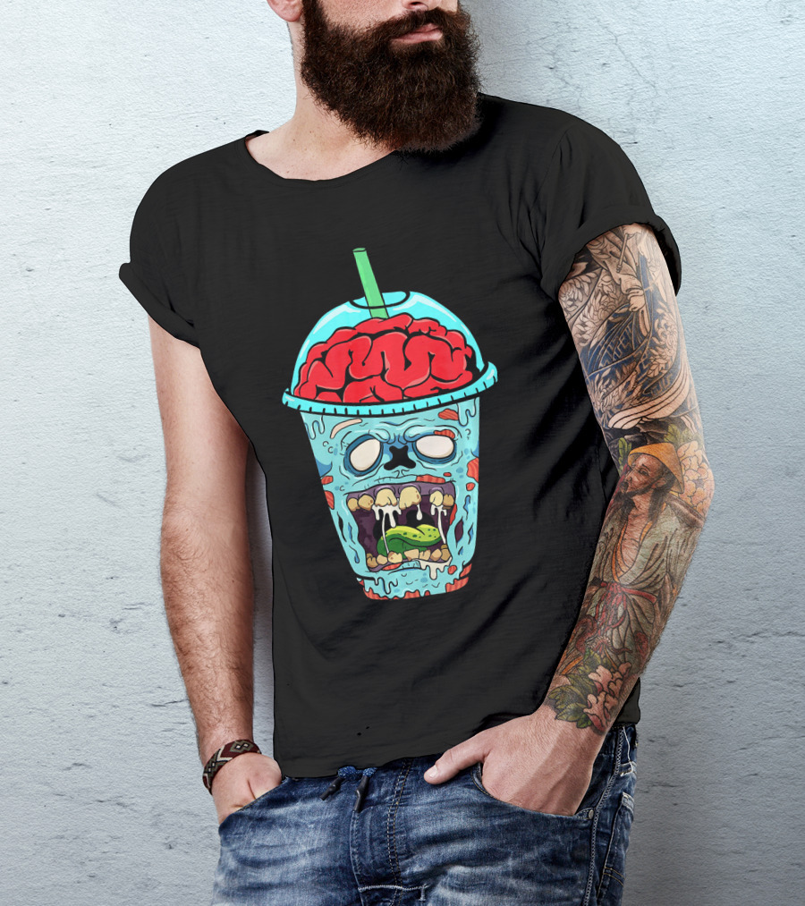 Zombie Apocalypse Brain Slushy Drink Horror T-Shirt