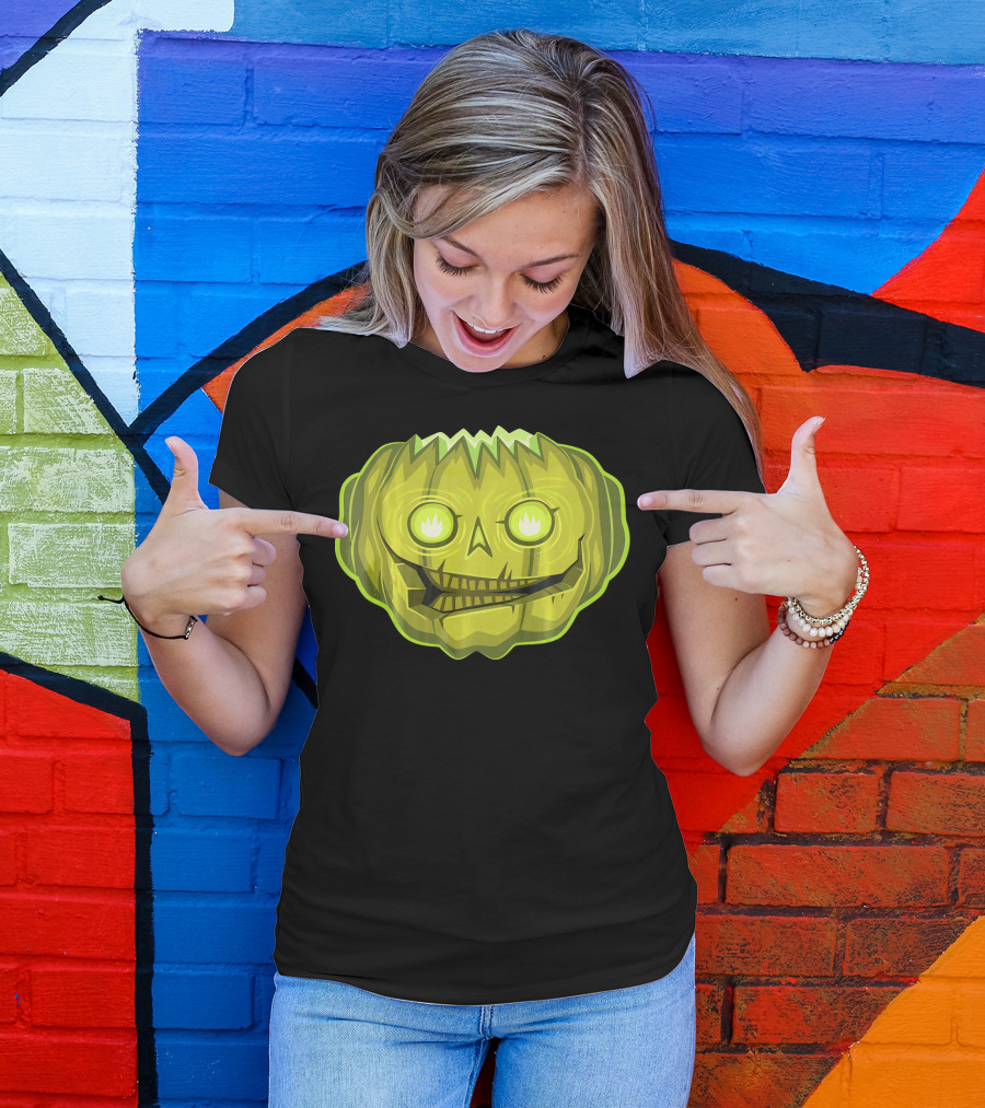 Halloween Zombie Pumpkin Glowing Skull T-Shirt