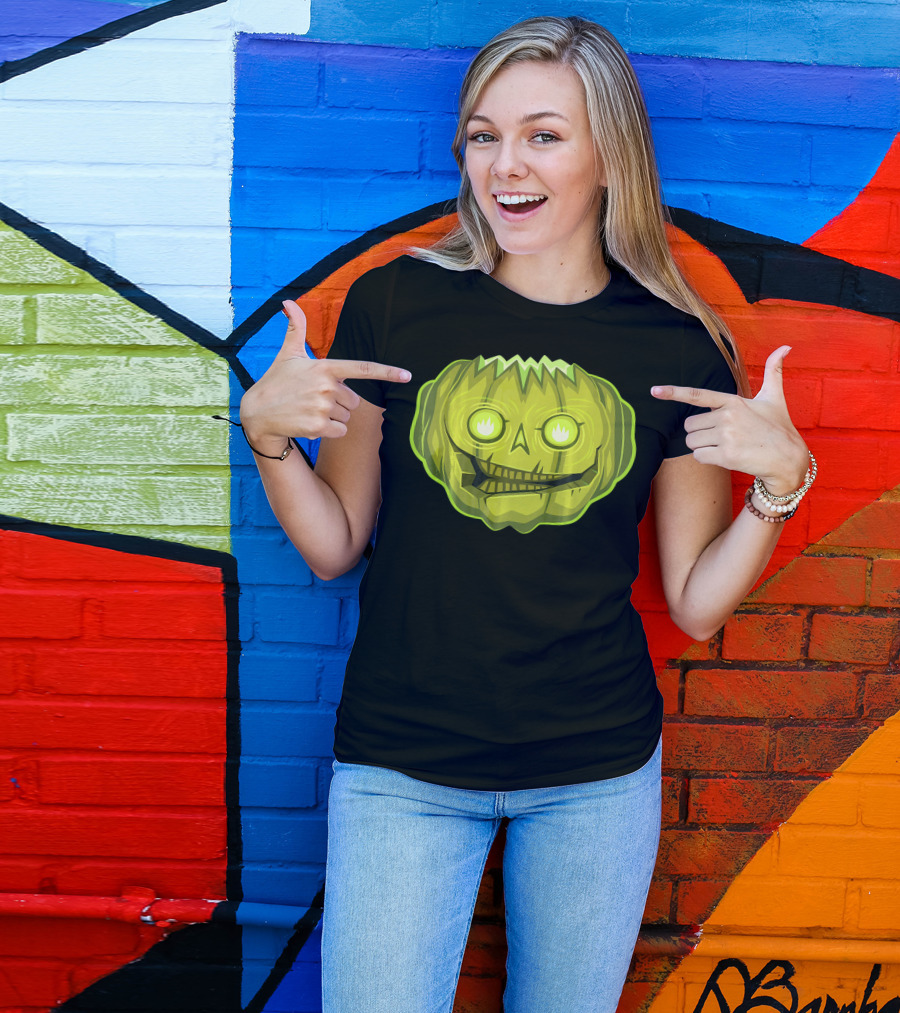 Halloween Zombie Pumpkin Glowing Skull T-Shirt