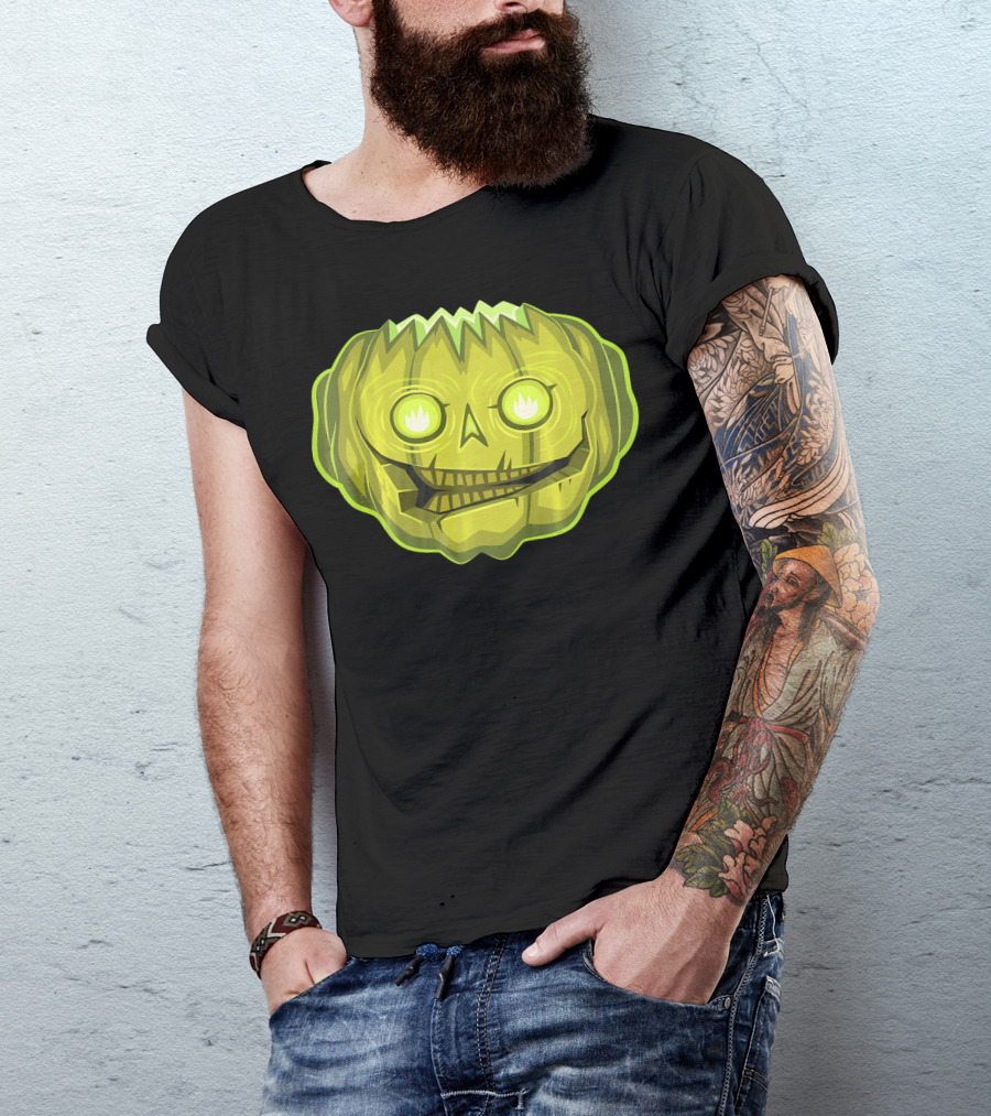 Halloween Zombie Pumpkin Glowing Skull T-Shirt