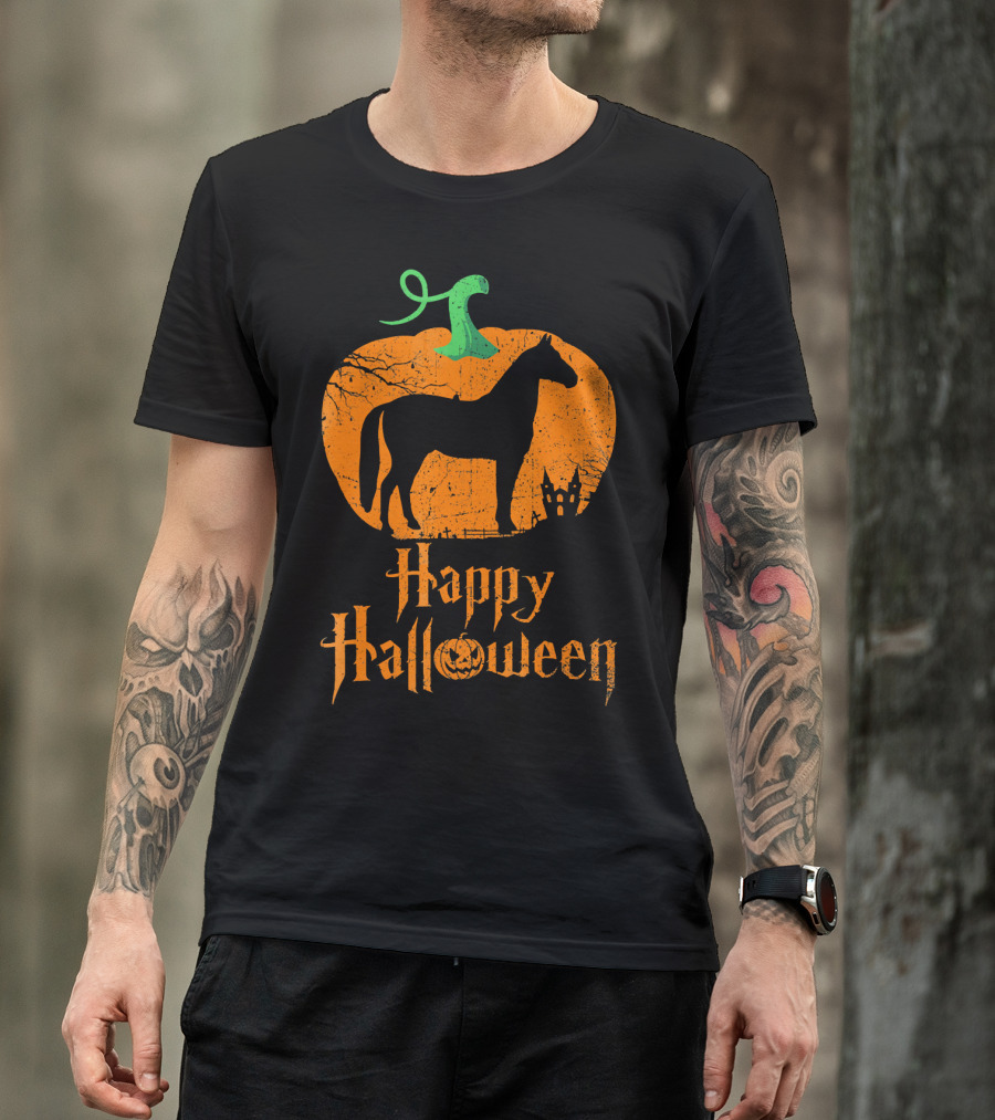 Happy Halloween Horse In Pumpkin T-Shirt