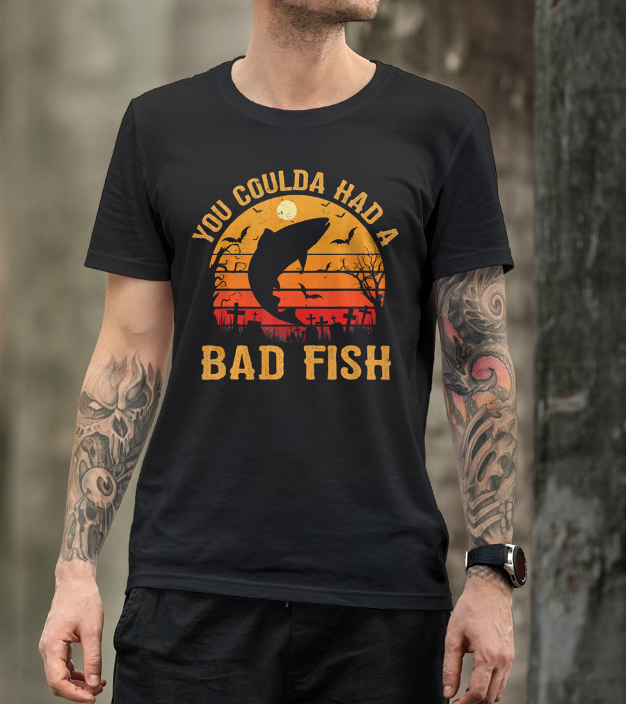 You Coulda Had A Bad Fish Halloween Shark Graveyard Scene T-Shirt