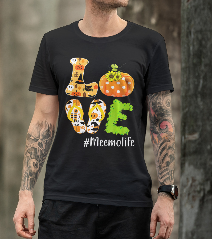 Love Meemolife Pumpkin Flip Flops Halloween T-Shirt