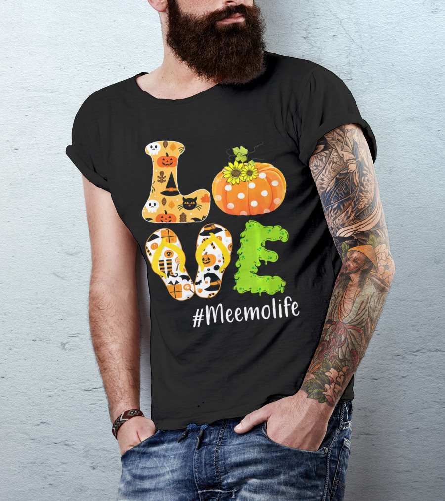 Love Meemolife Pumpkin Flip Flops Halloween T-Shirt