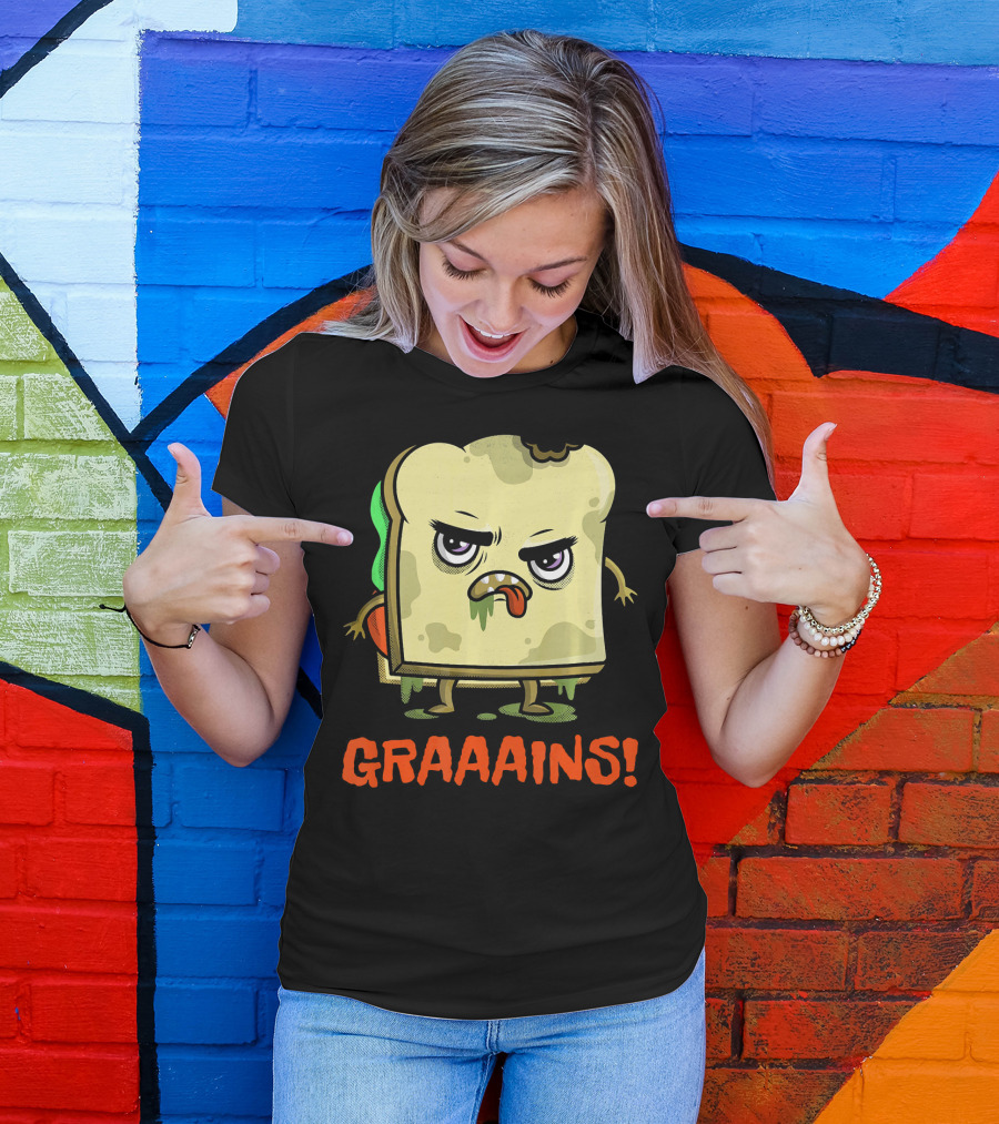 Halloween Zombie Sandwich Graaains Food Grains T-Shirt