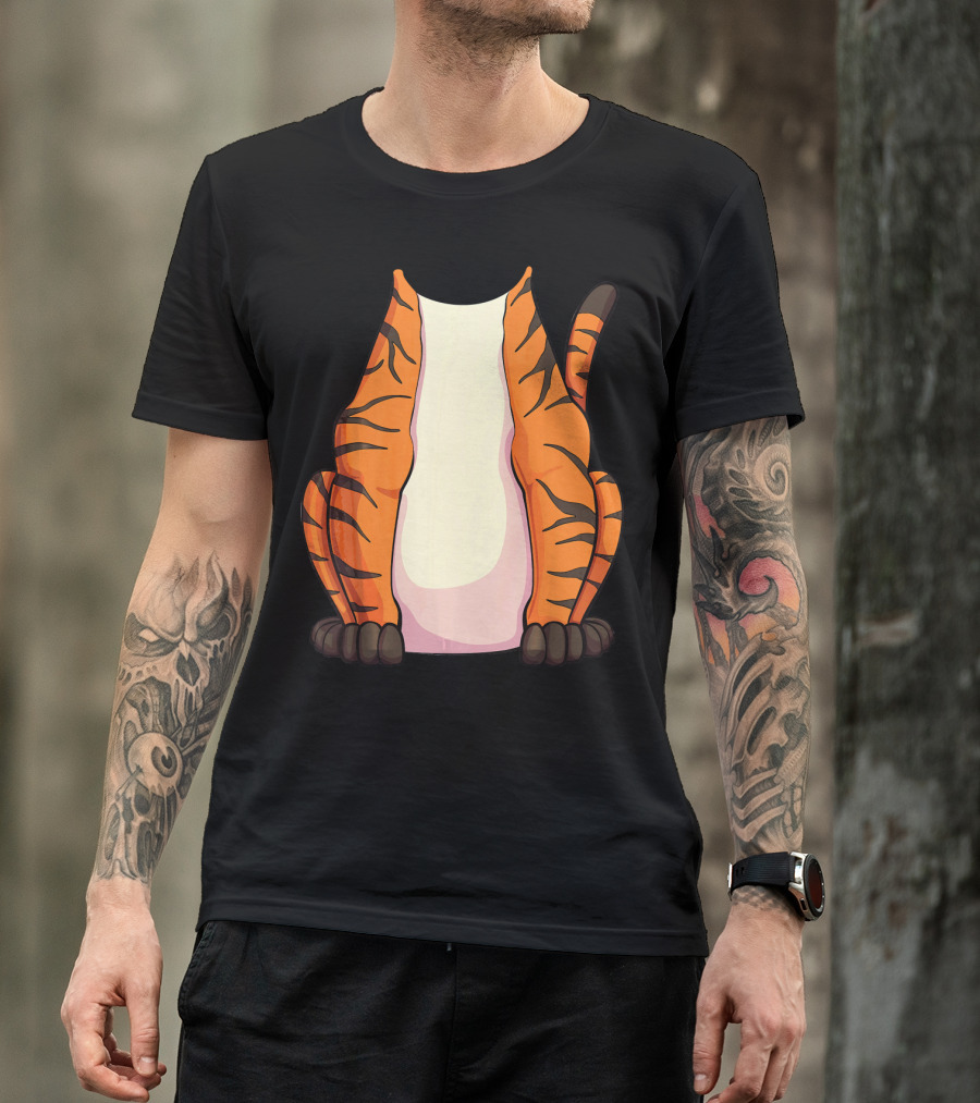 Tiger Costume For Halloween Tiger Stripes Tail T-Shirt