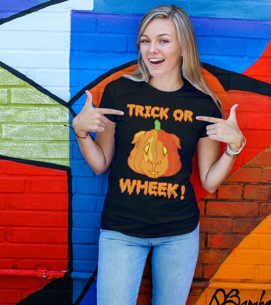 Trick Or Wheek Guinea Pig Jack O Lantern Halloween Fun T-Shirt