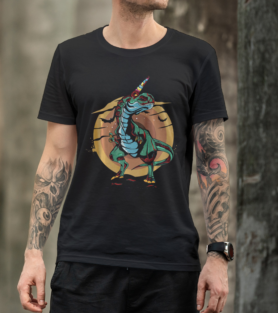Unicornasaurus Rex Halloween Dinosaur Moon Bats Zo T-Shirt