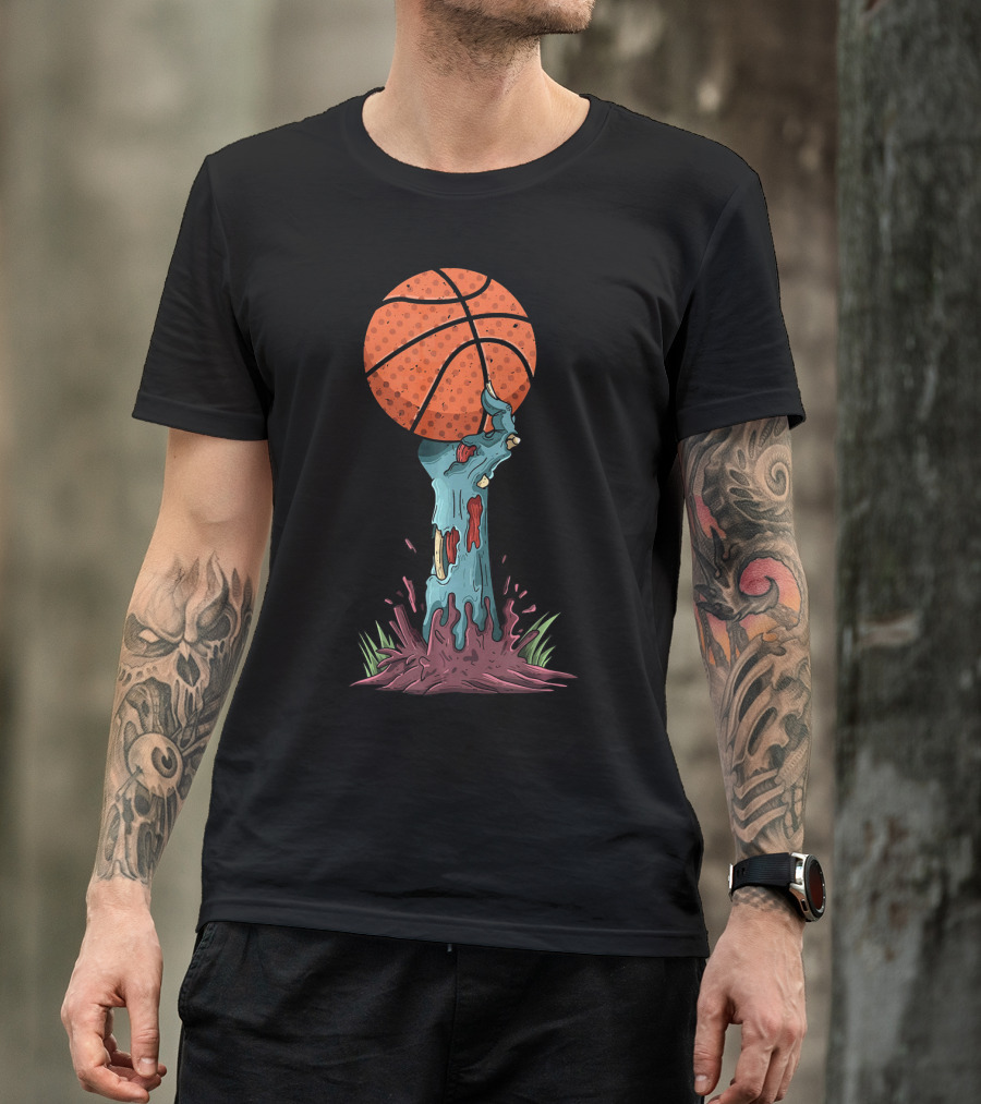 Zombie Hands Grasping Basketball Emerge From Ground T-Shirt