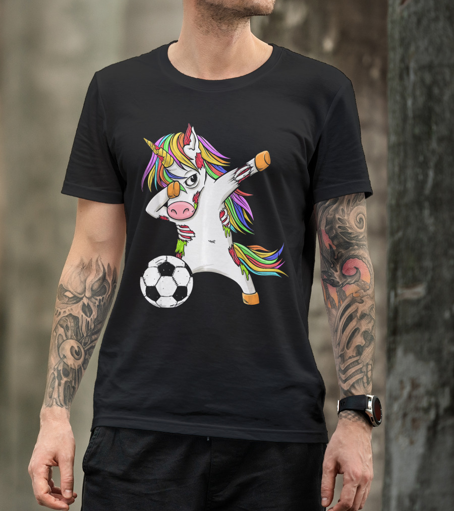 Zombie Unicorn Dabbing Halloween Soccer Ball T-Shirt