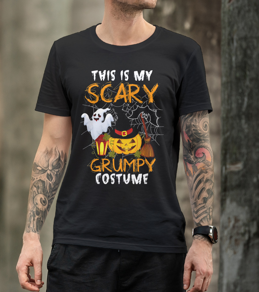 This Is My Scary Grumpy Costume Ghost Pumpkin Broom Lantern Halloween T-Shirt