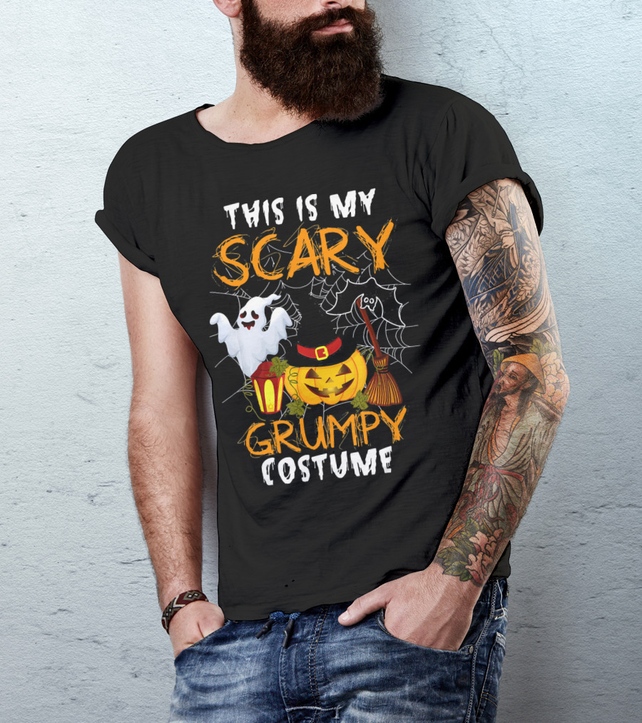 This Is My Scary Grumpy Costume Ghost Pumpkin Broom Lantern Halloween T-Shirt