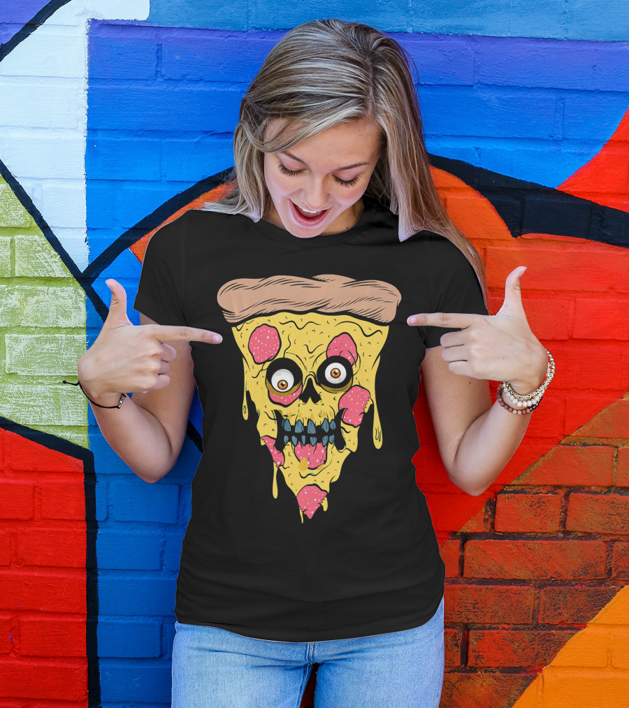 Pizza Zombie Halloween Costume Spooky Slice T-Shirt