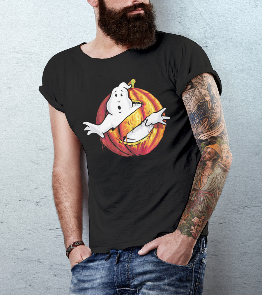 Ghostbusters Classic Logo Halloween Pumpkin Mashup T-Shirt