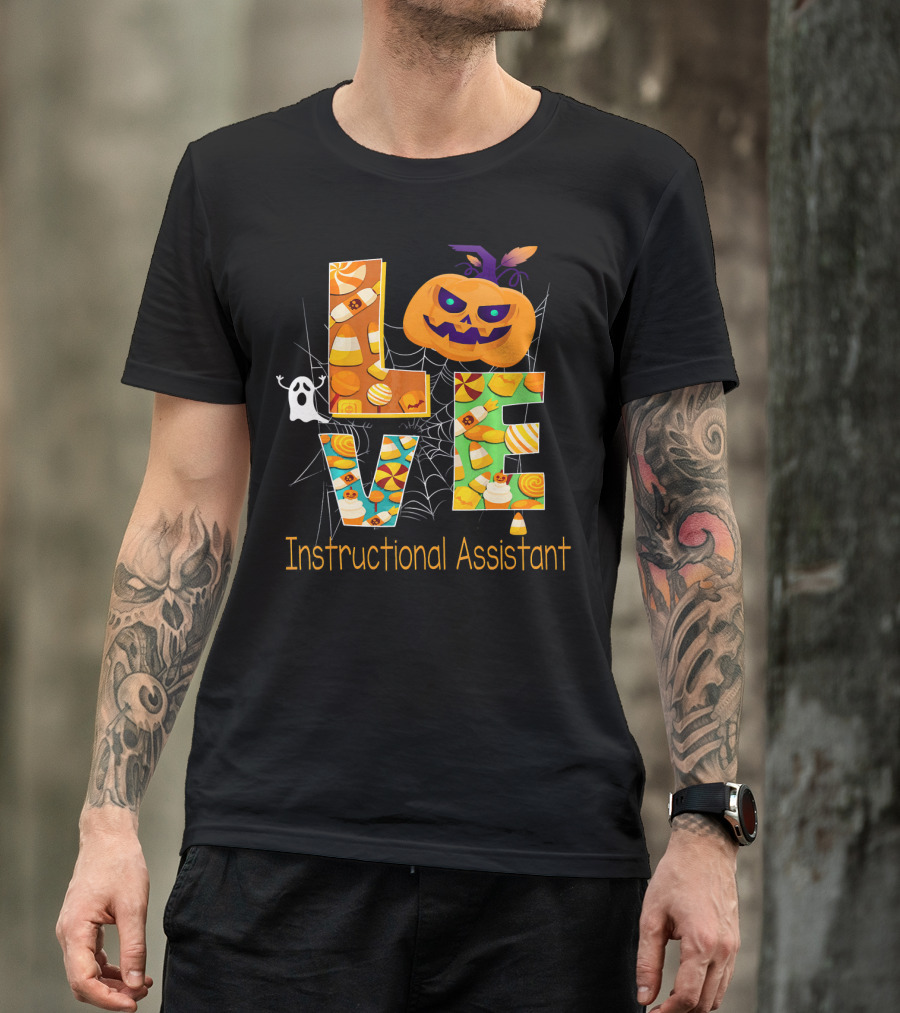 Halloween Love Instructional Assistant Pumpkin Candy Ghost T-Shirt