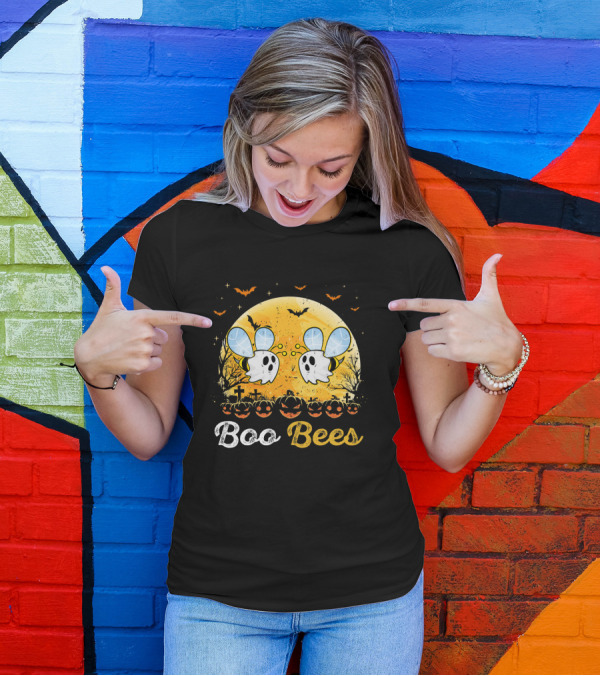 Boo Bees Halloween Moon Pumpkins Bats Crosses T-Shirt