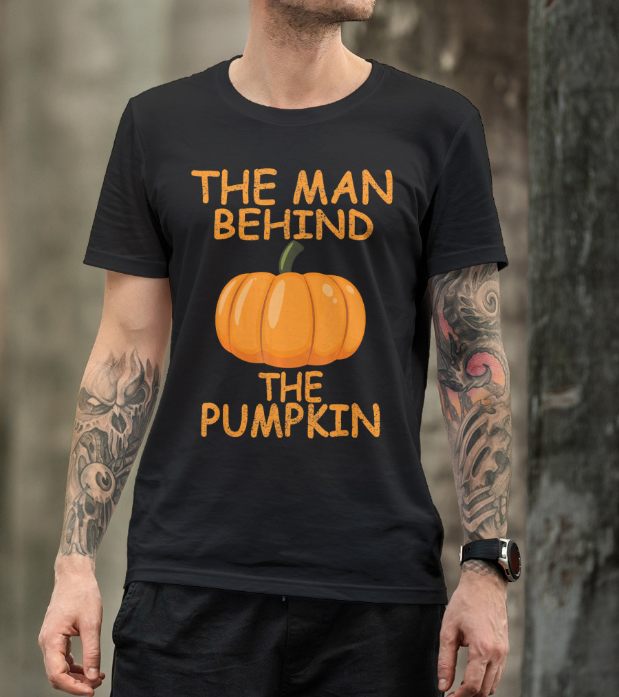 The Man Behind The Pumpkin Funny Halloween Pregnancy T-Shirt