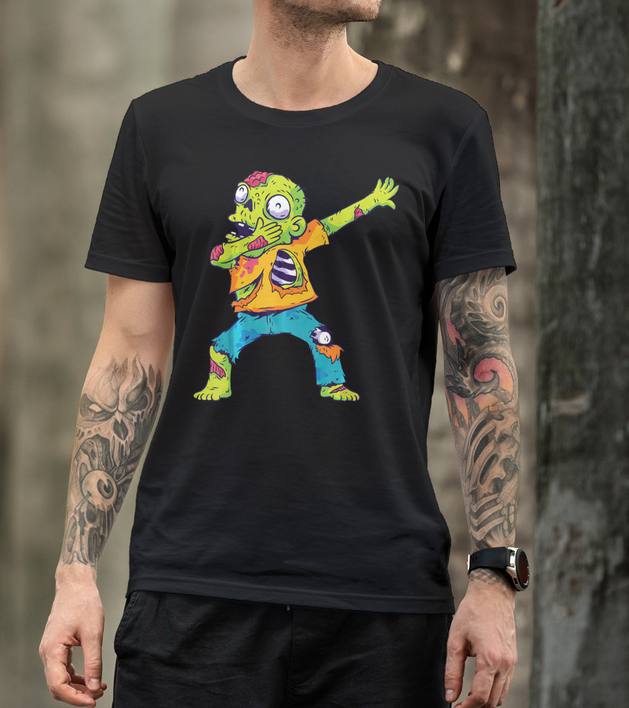 Dabbing Zombie Funny Halloween Zombi Cute Cartoon T-Shirt