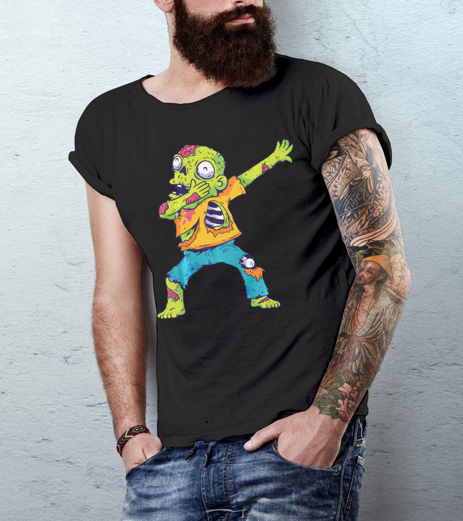Dabbing Zombie Funny Halloween Zombi Cute Cartoon T-Shirt