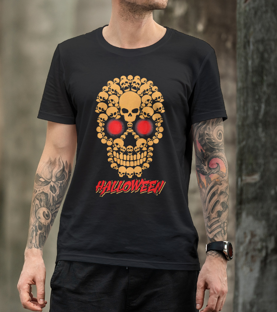 HALLOWEEN Skull Skeleton Zombie Face T-Shirt