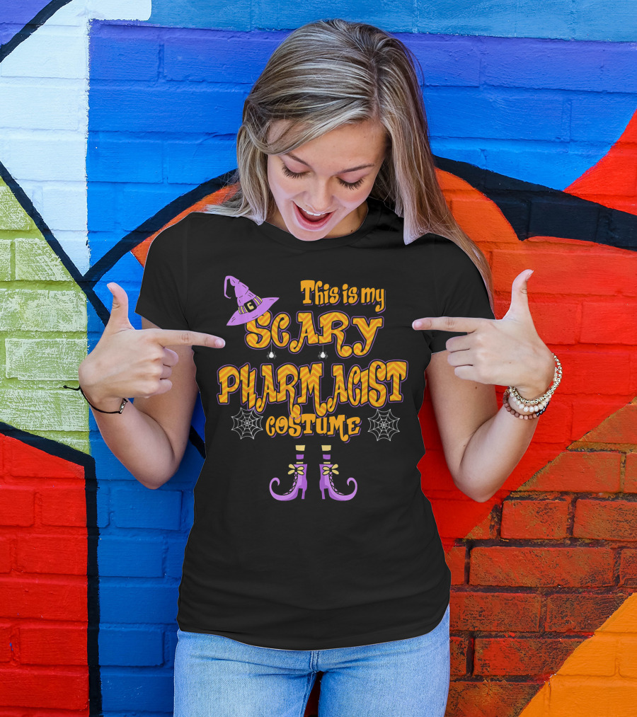 This Is My Scary Pharmacist Costume Hat Boots Spiders Webs T-Shirt