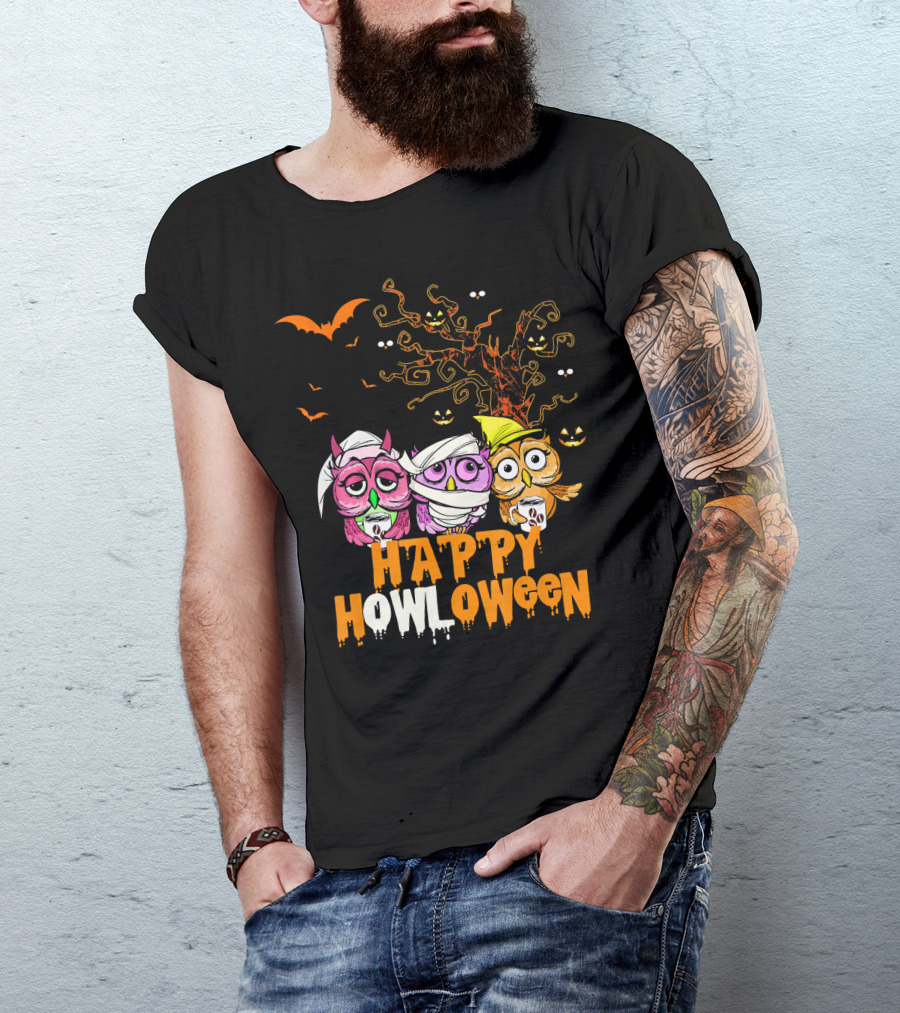 Happy Howloween Funny Mummy Witch Owls Halloween T-Shirt